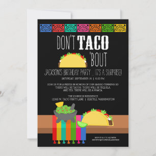 Convites Não Faça Taco 'Bout Surpresa de Aniversário