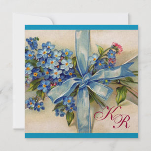Convites NÃO ME ESQUEÇA MONOGRAMA, FESTA DE CASAMENTO Azul 