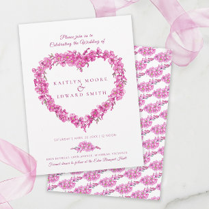 Convites Não-me-esqueças coração arte casamento rosa branco