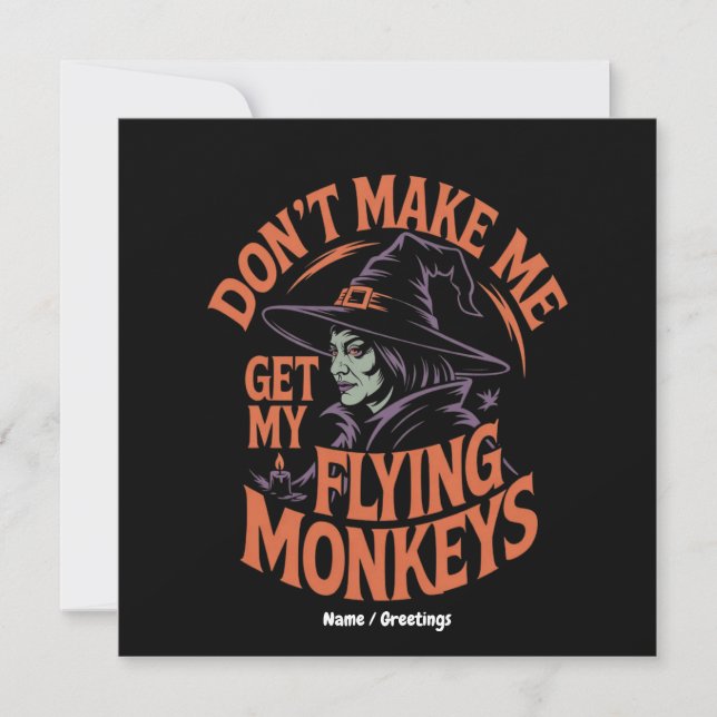 Convites Não Me Faça Buscar Meus Macacos Voadores Bruxa Eng (Frente)