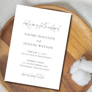Convites Naomi Black and White Typografia Moderno Casamento