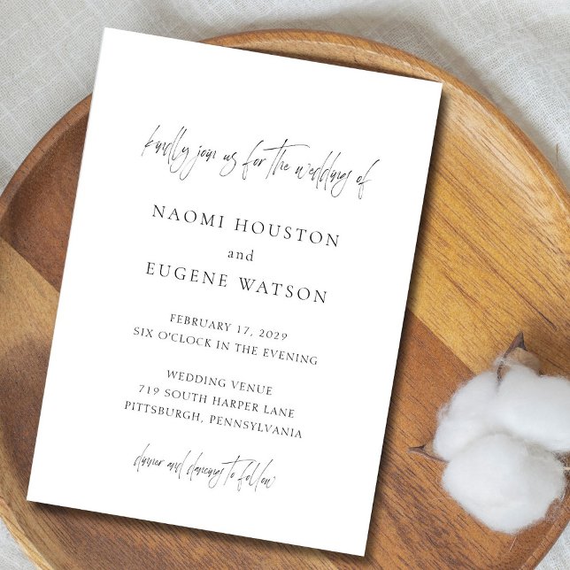 Convites Naomi Black and White Typografia Moderno Casamento (Criador carregado)