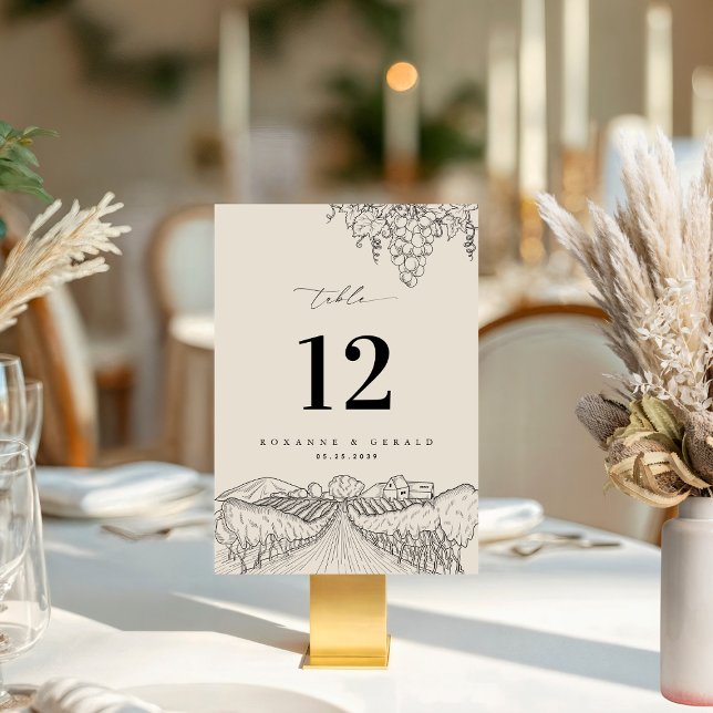 Convites Napa Valley Vineyard Winery Wedding Table Number (Criador carregado)