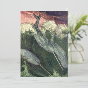 Convites Narvais, Baleias da Vida Marinha Vintage Animais O