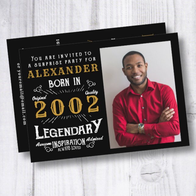 Convites Nascer aniversário de 21 anos 2002 Foto Dourada Re (Criador carregado)