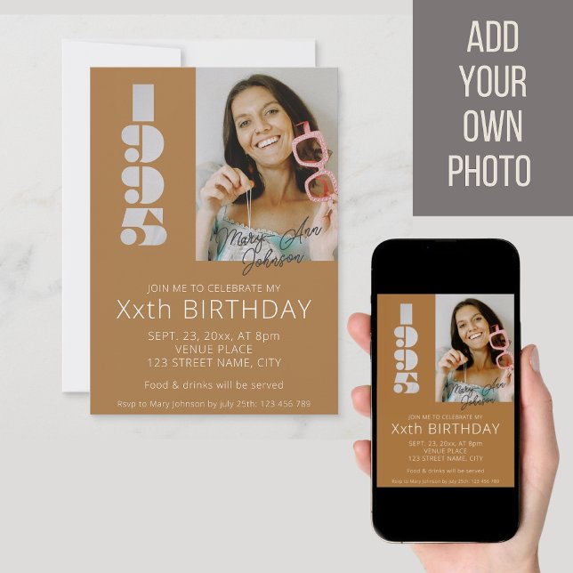 Convites nascer de aniversário de 30 anos em 1995, marrom-c (Criador carregado)