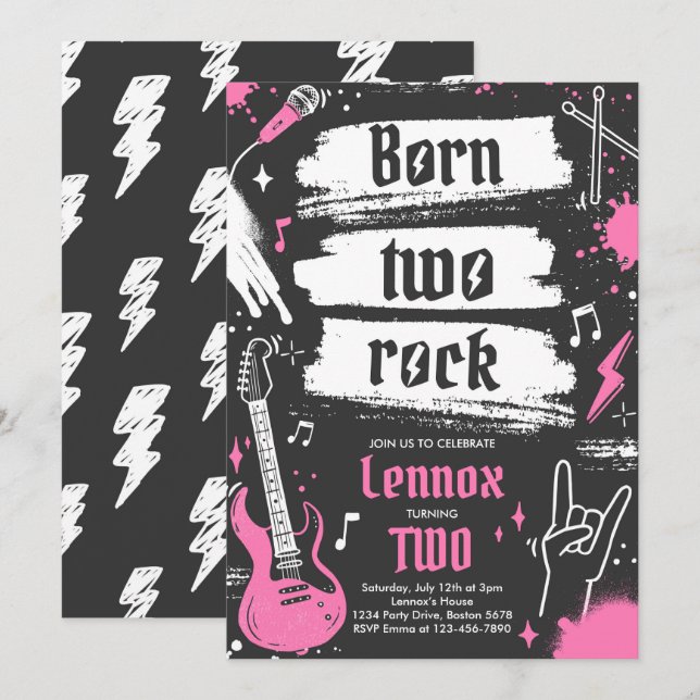 Convites Nascer do Rock and Roll Party - Dois segundos aniv (Frente/Verso)