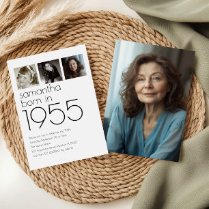 Convites Nascer moderno em 1955 Festa de aniversário de 4 f