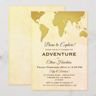 Convites Nascer para explorar a adventure Birthday World