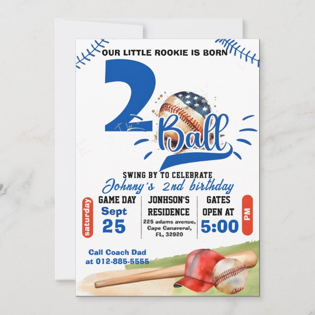 Convites Nascer Pessoal - Dois Aniversário da Bola (Frente)