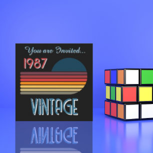 Convites Nascido em 1987 Vintage Listra Aniversário de 40 a