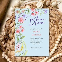 Convites Nascido para florescer flores silvestres aniversár