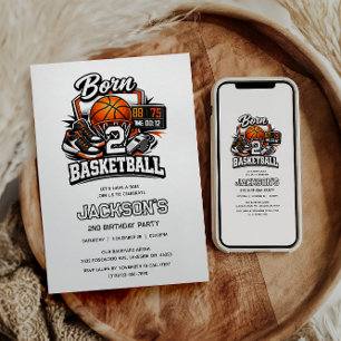 Convites Nascido para o Basquete Tema de Aniversário de 2 a