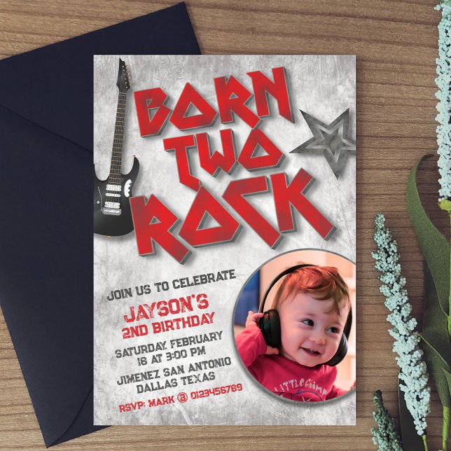 Convites Nascido para o Rock com Imagem (Criador carregado)