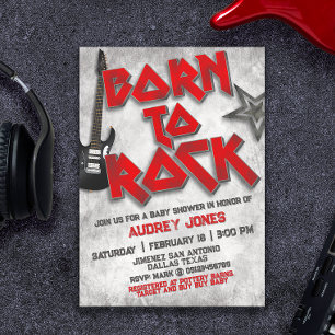 Convites Nascido para Rock - Chá de Bebê