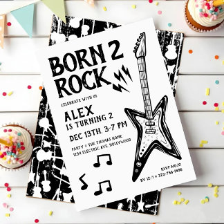 Convites Nascido para tocar guitarra Rock & Roll no 2º aniv