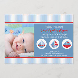 Convites Nascimento Annoucement do bebé dos veleiros