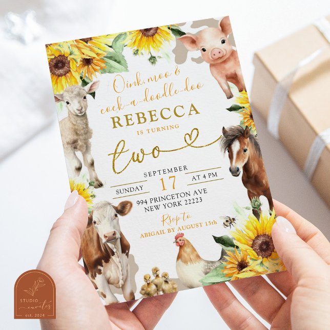 Convites Nascimento de Crianças de Verão de Sunflower Farm (Criador carregado)