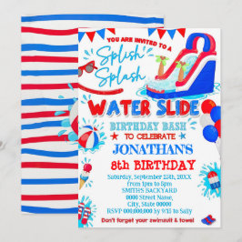 Convites Nascimento de Red White e Blue Splish Splash Water