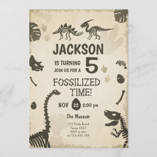 Convites Nascimento do Dino Dino Fossil do Partido Dinossau