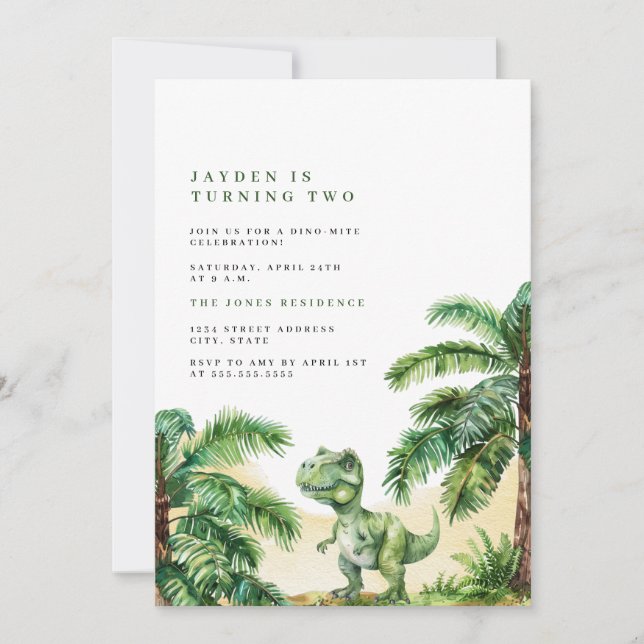 Convites Nascimento do Dinossauro T-Rex (Frente)