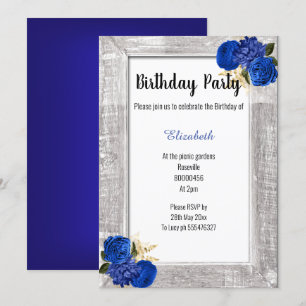 CONVITES NASCIMENTO FLORAL AZUL VERAL QUADRO RUSTICO
