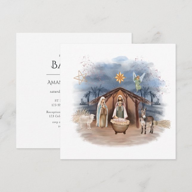 Convites Nascimento Religioso de Natal Jesus Cristo Em (Frente/Verso)