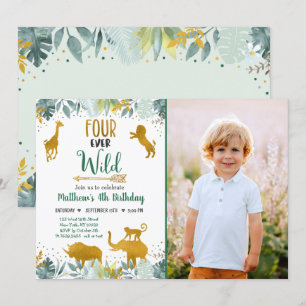 Convites Nascimento Safari Dourado de Quatro Eternos Selvag