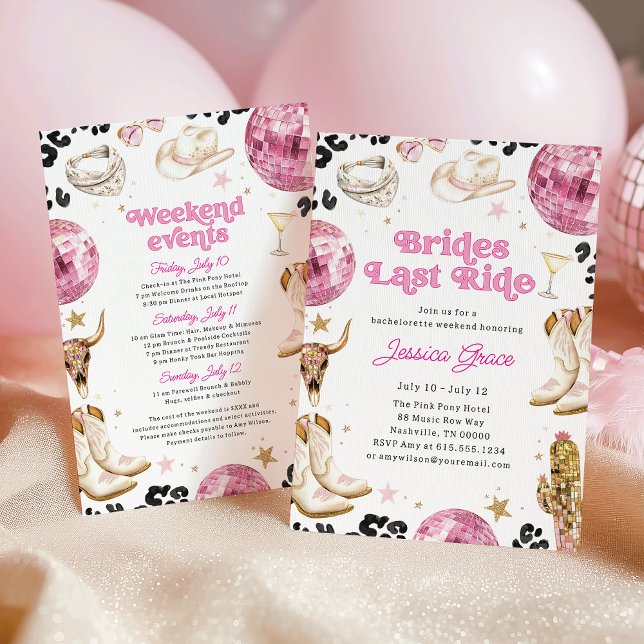 Convites Nashville Cowgirl Bachelorette Weekend Itinerary (Criador carregado)