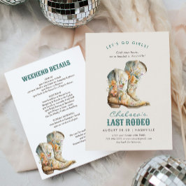 Convites Nashville Last Rodeo Boots Festa de solteira Invi