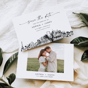 Convites Nashville Skyline Weding the Date Card