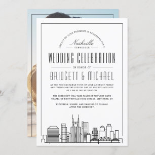 Convites Nashville Wedding Linha Skyline Moderna de Deco