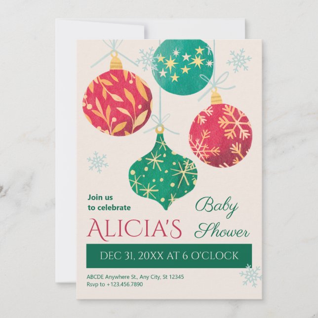 Convites Natais vintages chá de fraldas (Frente)