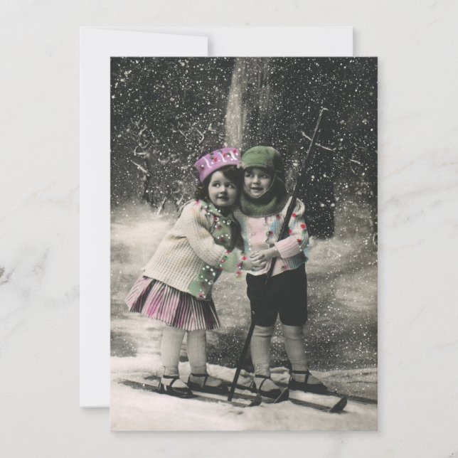 Convites Natais vintages, Convidados de Melhores Amigos na  (Frente)