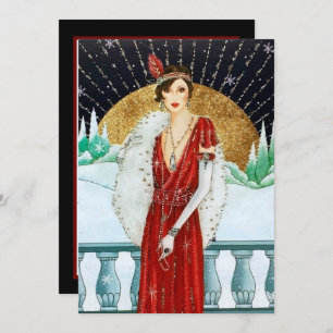 Convites Natais vintages de arte festiva deco