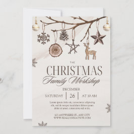 Convites Natais vintages de Creme Castanho