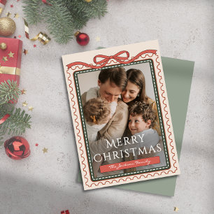 Convites Natais vintages de fotos da família Carimbo de Car