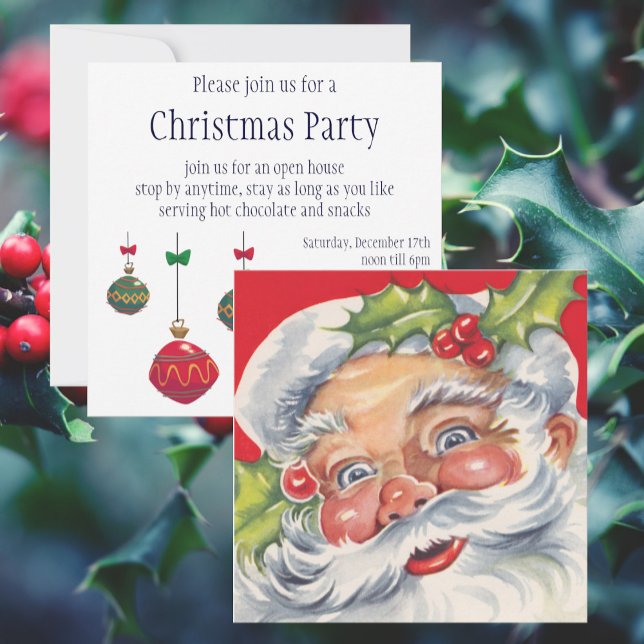 Convites Natais vintages, Jolly Papai Noel com seu chapéu (Criador carregado)