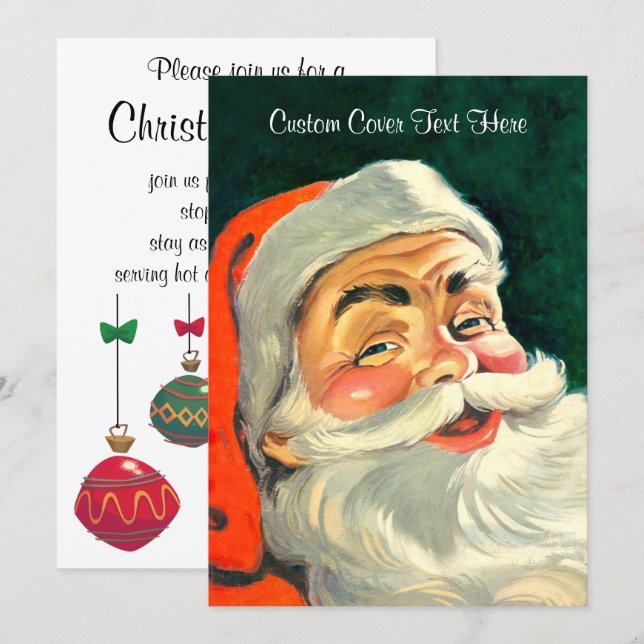 Convites Natais vintages, Jolly Retro 50 Papai Noel (Frente/Verso)
