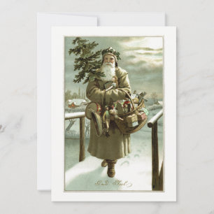 Convites Natais vintages, Papai Noel Vitoriano com Brinqued