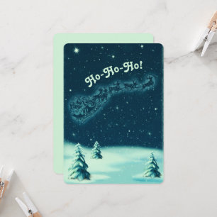 Convites Natais vintages Papais noeis Sleigh Winter
