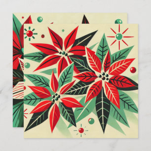 Convites Natais vintages para impressão 50 Pop Art Poinsett