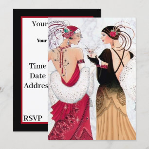 Convites natais vintages retrógrados do Art deco