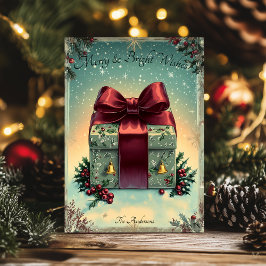 Convites Natais vintages saudáveis com caixa de presentes f