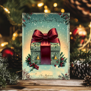 Convites Natais vintages saudáveis com caixa de presentes f