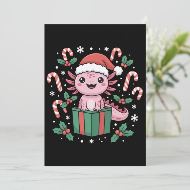 Convites Natal adorável de Axolote Animal Anfíbio Feriado (Em pé/Frente)