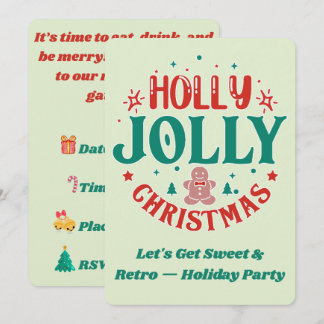 Convites Natal Alegre Holly Jolly Homemem de Biscoito de Ge