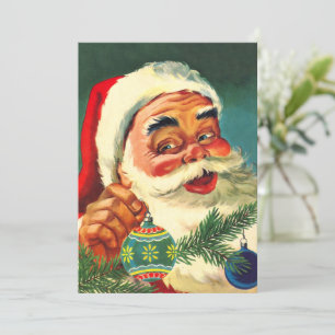 Convites Natal Antigo, Alegre Papai Noel Retro dos Anos 50