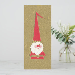 Convites Natal Antigo, Gnome do Papai Noel Fofo em Dourado