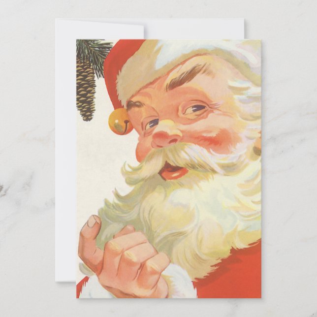 Convites Natal Antigo, Papai Noel Alegre com um Segredo (Frente)